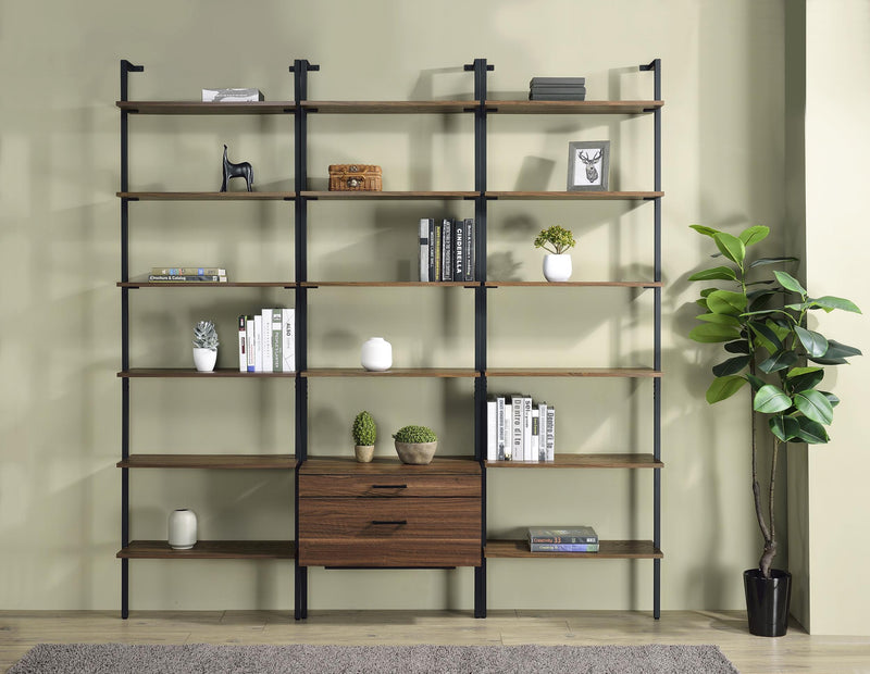 Owens 3-piece 96-inch Wall Mounted Bookshelf Set Walnut - Furniture Now (CA)