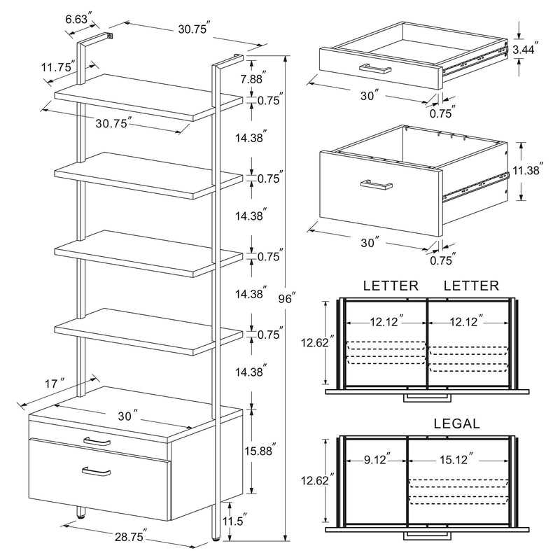 Owens 3-piece 96-inch Wall Mounted Bookshelf Set Walnut - Furniture Now (CA)