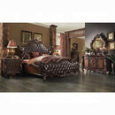 Versailles 2-Tone Dark Brown PU & Cherry Oak Eastern King Bed - Furniture Now (CA)