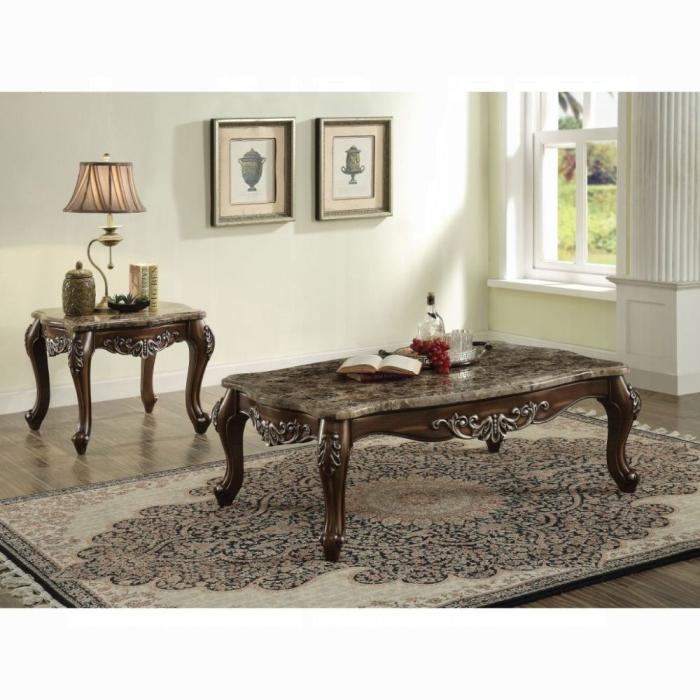 Latisha Marble & Antique Oak Coffee Table - Furniture Now (CA)
