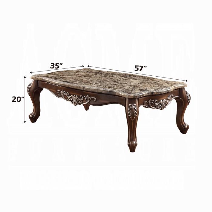 Latisha Marble & Antique Oak Coffee Table - Furniture Now (CA)