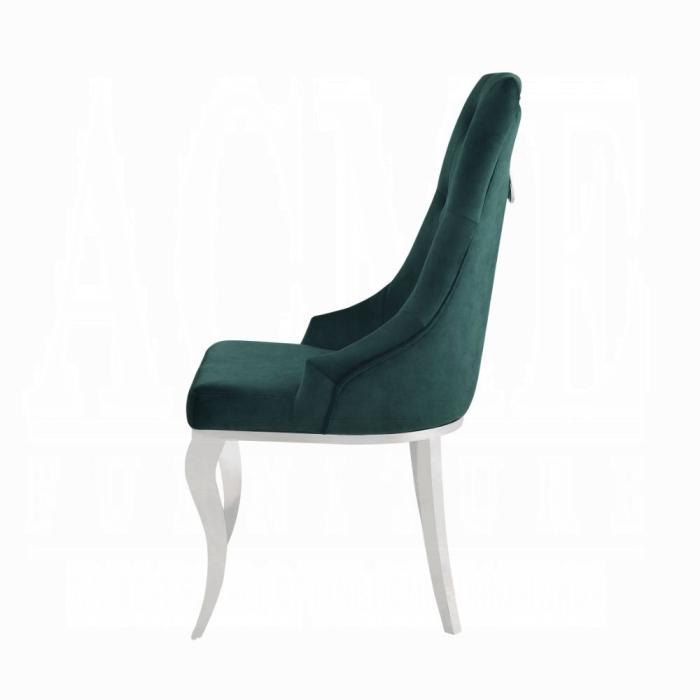 Dekel Green Fabric & Stainless Steel Side Chair - Furniture Now (CA)