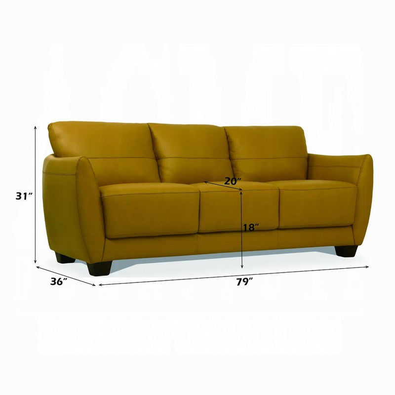 Valeria Mustard Leather Sofa - Furniture Now (CA)