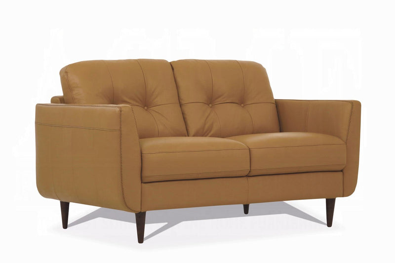 Radwan Camel Leather Loveseat - Furniture Now (CA)