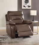 Aashi Brown Leather-Gel Match Recliner (Power Motion) - Furniture Now (CA)