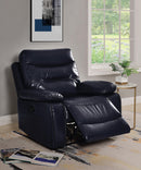 Aashi Navy Leather-Gel Match Recliner (Motion) - Furniture Now (CA)
