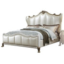 Acme Furniture Dresden II King Bed in Pearl White PU & Gold Patina 27817EK - Furniture Now (CA)