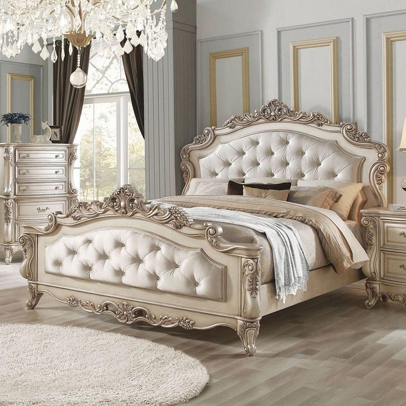 Acme Furniture Gorsedd Queen Panel Bed in Antique White - Furniture Now (CA)