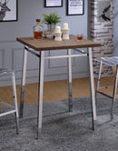 Acme Furniture Nadie Square Bar Table in Chrome and Oak 72595 - Furniture Now (CA)