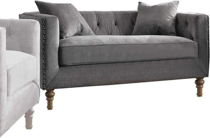 Acme Furniture Sidonia Loveseat in Gray Velvet 53581 - Furniture Now (CA)