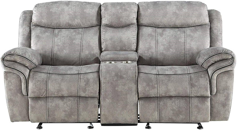 Acme Furniture Zubaida Motion Loveseat with Console in 2-Tone Gray Velvet 55026 - Furniture Now (CA)
