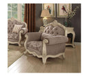 Acme Ragenardus Chair with 1 Pillow in Gray Fabric & Antique White 56022 - Furniture Now (CA)