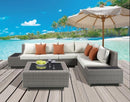 Acme Salena Patio Sectional with Cocktail Table in Beige Fabric & Gray Wicker 45020 - Furniture Now (CA)