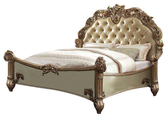 Acme Vendome Button Tufted King Bed in Gold Patina 22997EK - Furniture Now (CA)