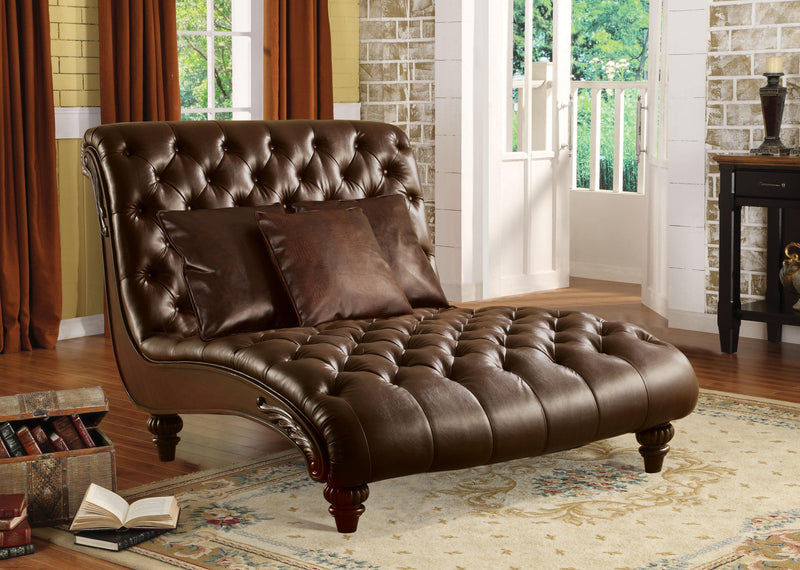 Anondale 2-Tone Brown PU Chaise & 3Pillows - Furniture Now (CA)