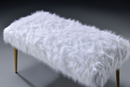Bagley II White Faux Fur & Gold Bench - Furniture Now (CA)