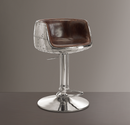 Brancaster Vintage Brown Top Grain Leather & Aluminum Adjustable Stool (1Pc) - Furniture Now (CA)