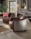 Brancaster Retro Brown Top Grain Leather & Aluminum Chair - Furniture Now (CA)