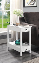 Byzad White Side Table (USB Charging Dock) - Furniture Now (CA)