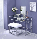 Carenze II White Faux Fur & Chrome Vanity Set - Furniture Now (CA)