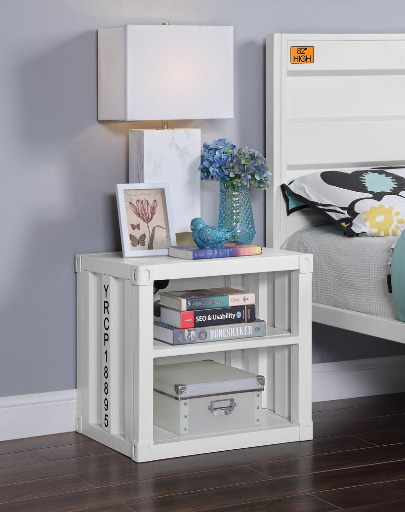 Cargo White Nightstand (USB) - Furniture Now (CA)