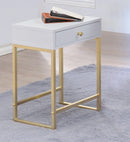 Coleen White & Brass Side Table - Furniture Now (CA)