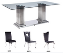 Cyrene Stainless Steel & Clear Glass Dining Table - Furniture Now (CA)