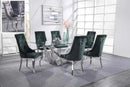 Dekel Clear Glass & Stainless Steel Dining Room Set - Furniture Now (CA)