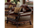Dresden Brown PU & Chenille, Cherry Oak Chair & 1 Pillow - Furniture Now (CA)