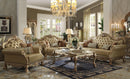 Dresden Bone PU & Gold Patina Sofa w/4 Pillows - Furniture Now (CA)