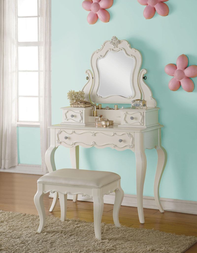 Edalene Pearl White Vanity & Mirror - Furniture Now (CA)