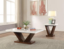 Forbes White Marble & Walnut Coffee Table - Furniture Now (CA)