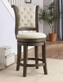 Glison Beige Fabric & Walnut Counter Height Chair (1Pc) - Furniture Now (CA)