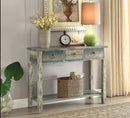 Glancio Antique White & Teal Console Table - Furniture Now (CA)
