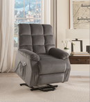 Ipompea Gray Velvet Recliner w/Power Lift & Massage - Furniture Now (CA)