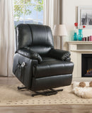 Ixora Black PU Recliner w/Power Lift & Massage - Furniture Now (CA)