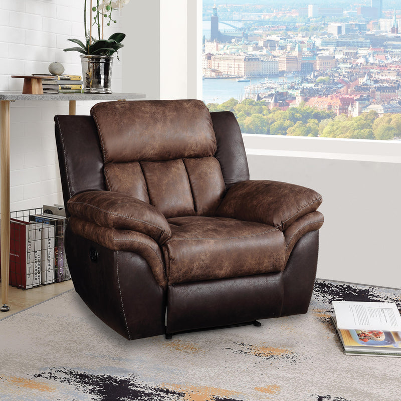 Jaylen Toffee & Espresso Polished Microfiber Recliner - Furniture Now (CA)
