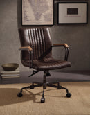 Joslin Distress Chocolate Top Grain Leather Office Chair - Furniture Now (CA)