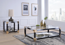 Lafty White Brushed & Clear Glass Coffee Table - Furniture Now (CA)