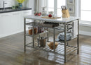 Lanzo Marble & Antique Pewter Kitchen Island (Counter) - Furniture Now (CA)