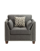 Laurissa Light Charcoal Linen Chair & 3 Pillows - Furniture Now (CA)