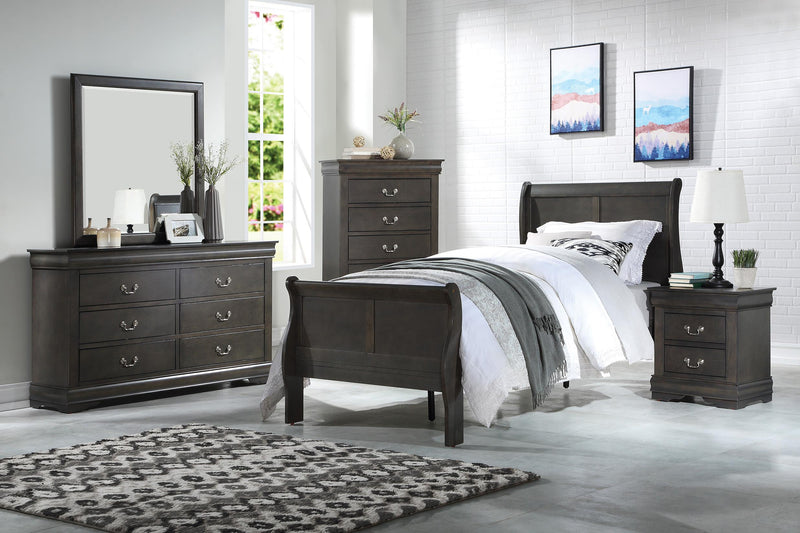 Louis Philippe Dark Gray Twin Bed - Furniture Now (CA)