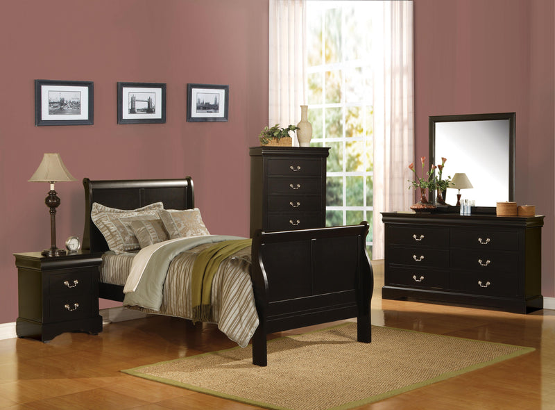 Louis Philippe III Black Twin Bed - Furniture Now (CA)