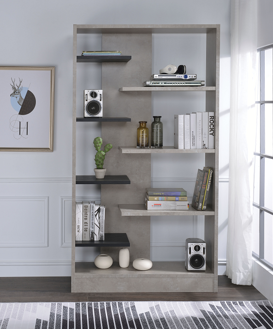 Magna Faux Concrete & Black Bookshelf image