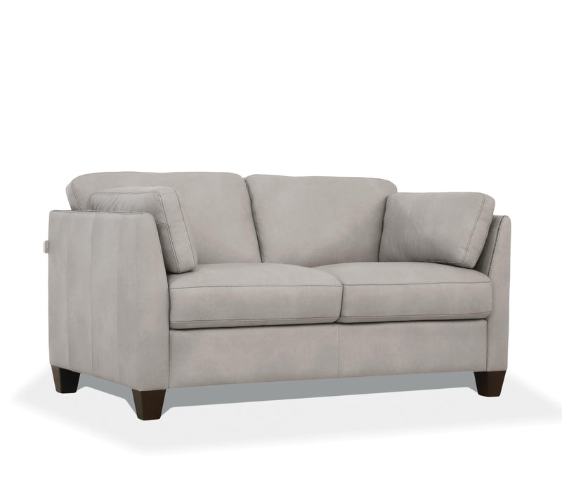 Matias Dusty White Leather Loveseat - Furniture Now (CA)