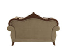 Mehadi Velvet & Walnut Loveseat w/6 Pillows - Furniture Now (CA)