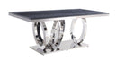 Nasir Gray Printed Faux Marble & Mirrored Silver Finish Dining Room Table - Furniture Now (CA)