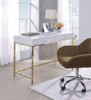 Ottey White High Gloss & Gold Desk - Furniture Now (CA)