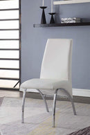 Pervis White PU & Chrome Side Chair - Furniture Now (CA)