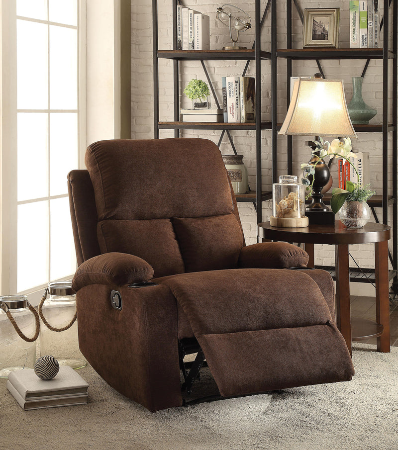 Rosia Chocolate Velvet Recliner (Motion) - Furniture Now (CA)